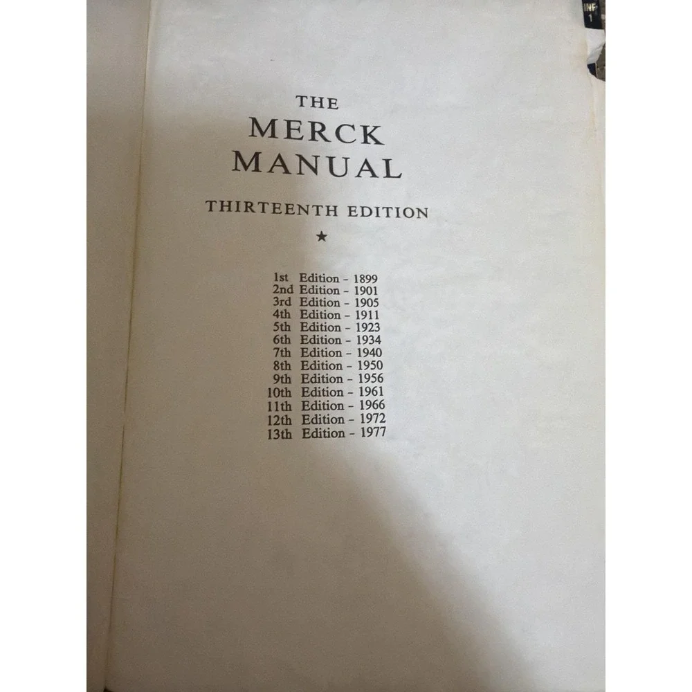 Vintage 1977 The Merck Manual 13th Edition Thumb‎ Index Hardcover